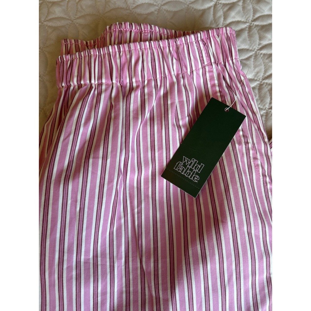 Wild Fable Pink Striped Wide Leg Tie Side Pants Pink Stripe Medium NWT - Picture 4 of 6